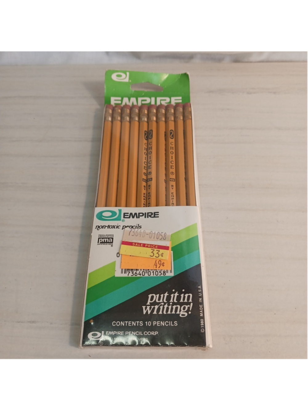 Vintage Empire #2 Choice Pencils Pack of 10 Yellow Non-toxic USA 1980 Sealed New